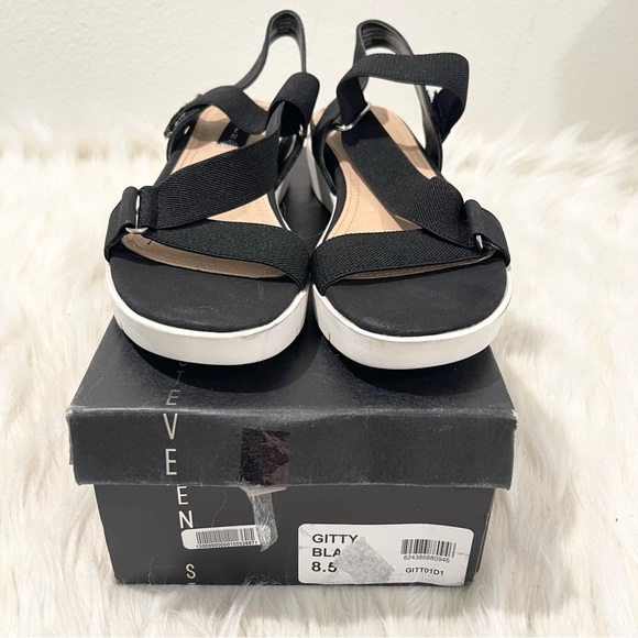 Women’s Steven by Steven Madden Gitty Wedge Black Sandals Size 8.5 US! - Picture 2 of 11